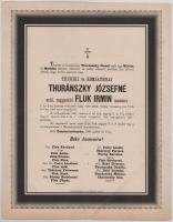 1887 Besztercebánya, thuriki és komjáthnai Thuránszky Józsefné, szül. raggambi Fluk Irmin (Fluck Irma) (1847-1887) halotti értesítője, kisebb lapszéli sérülésekkel, 28,5x22 cm