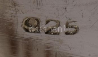 Ezüst (Ag) gyűrű és fülbevaló pár, piros kő berakással, fülbevalókban 925 finomságjel, gyűrűben 1999...