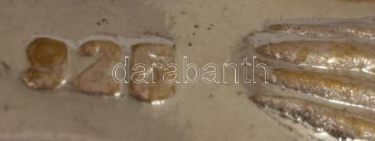 Ezüst (Ag) gyűrű, borostyán berakással. Jelzett: 1999 utáni behozatali fémjel, 925 ezrelékes ezüst, ...