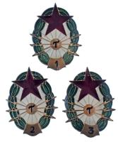 1970-1980 k. "Magyar Néphadsereg Távírász" zománcozott bronz osztályos jelvények 1., 2. és 3. fokozat (3xklf) T:AU