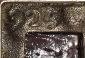 Ezüst (Ag) ékszer szett, fülbevaló pár és nyaklánc cseh gránát berakással, 925 ezrelékes ezüst, jelz...