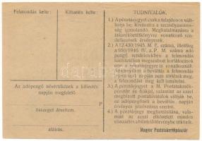 1946. 10.000AP nem kamatozó Pénztárjegy "A * 069073" "Másra át nem ruházható", h...