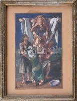 Olvashatatlan (Szikora?) jelzéssel: Levétel a keresztről, 1941. Akvarell, papír. Üvegezett fakeretben. 18x11 cm.