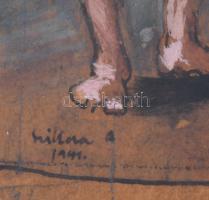 Olvashatatlan (Szikora?) jelzéssel: Levétel a keresztről, 1941. Akvarell, papír. Üvegezett fakeretbe...