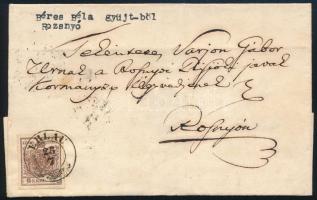 1851 6kr HP I. levélen, "ERLAU" - "MISKOLCZ" - "TORNALLYA" - "ROZSNYÓ"