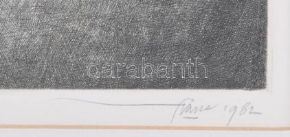 Franc van Oort (1953-): Csapok (cím nélkül), 1982. Rézkarc, papír. Jelzett. Számozott (43/50). Üvege...