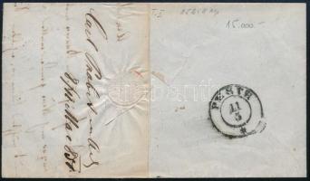 1851 9kr HP I világoskék bélyeg levélen "ARAD" - "PESTH" (25.000)