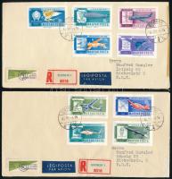 1962 Ikrausztól az űrrakétáig vágott sor 2 db ajánlott légiposta levélen (3.500)