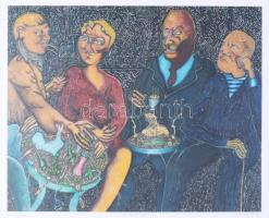 Pjeroo Roobjee (1945-): Kapoenen. Nyomat, papír. Jelzett. Számozott (337/390). Keretben. 28x35 cm.