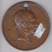 1908. Mezőgazdasági sikerekért adományozott gyöngyösi Ferenc József bronz emlékplakett (lyukas) T:3 ph.