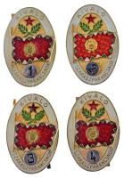 1970-1980 k. "Kiváló Szakaszparancsnok - 1-2-3-4. osztály" rátétes, műgyantás bronz Magyar Néphadsereg sapkajelvények (4xklf) (41x26mm) T:AU,XF
