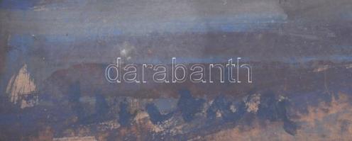 Lipták Pál (1922-2007): Városszéle. Tempera, papír. Jelzett. Üvegezett fakeretben, 43×56 cm