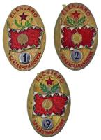 1970-1980 k. "Élenjáró Századparancsnok - 1-2-3. osztály" rátétes, műgyantás bronz Magyar Néphadsereg sapkajelvények (3xklf) (41x26mm) T:AU,XF