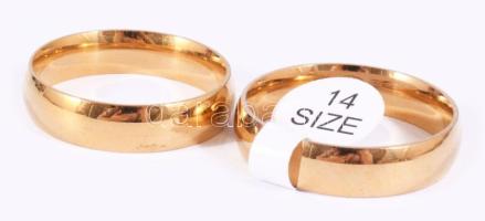 Nemesacél aranyszínű karikagyűrű, 2 db, méret: 68, 69