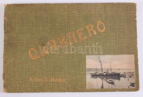 cca 1900-1910 Quarnero [Kvarner]. Abbazia, A. Dietrich, 32 fekete fehér képet tartozó leporello. Illusztrált haránt-alakú kartonált papírkötésben, kopott borítóval, sérült gerinccel, a leporello ketté szakadt.