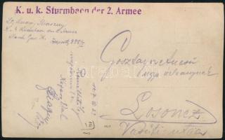 1917 K.u.k Sturmbaon der 2. Armee - A 2. hadsereg rohamzászlóaljának tisztikara, fotólap, 9×14 cm