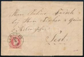 1869 5kr levélen, "VERSETZ" - "PEST / DÉLELŐTT"