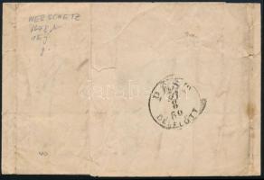 1869 5kr levélen, "VERSETZ" - "PEST / DÉLELŐTT"