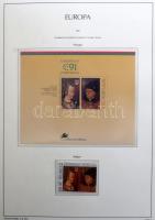 Európa motívum előnyomott albumrész, benne kevés bélyeg, kisív és blokk, Schaubek rugós borítóban