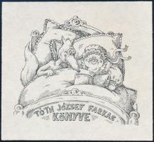 Szűcs Édua (1959-): Tóth József Farkas könyve, 1992. Vonalas klisé, papír, jelzett a klisén, 8x9,5 cm