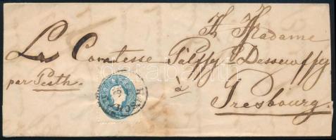 1862 15kr levélen, "KASCHAU" - "PRESSBURG"