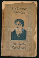 Oskar Wilde Kalender 1908. Ein Leben in Schönheit. Berlin und Leipzig, 1908, Verlag Hermann Seemann, 64 p. Német nyelven. Szecessziós illusztrációkkal. Kiadói szecessziós zsinór-fűzött papírkötés, sérült borítóval, néhány sérült lappal, névbejegyzéssel.
