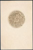Tempinszky István (1907-1979): Ex libris Stephani Réthy (erotikus könyvjegy). Rézmetszeten, papír, jelzett a metszeten, d: 6 cm