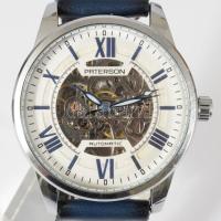 Paterson automata karóra, látható szerkezettel, bőr szíjjal, működő, jó állapotban d: 40 mm