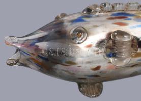 Foncsorozott felületű kézzel készült üveghal, hibátlan, h: 48 cm