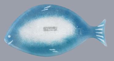 Olasz hal alakú üveg kínáló, felirattal, jelzett, hibátlan, 20x38 cm