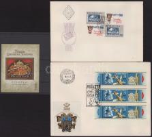 1965-1978 WIPA kisív FDC-n + Praga kisív FDC-n + Koronázási jelvények postatiszta blokk