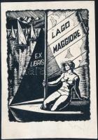 Torró Vilmos (1935-2001): Ex libris Lago Maggiore. Linómetszet, papír, jelzett, hátoldalán a művész bélyegzésével, 12×9 cm