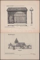 cca 1912-1925 Erdélyi épületek ábrázoló különféle nyomatok, 5 db. Közte Szászfejéregyház templom 3 d...