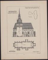 cca 1912-1925 Erdélyi épületek ábrázoló különféle nyomatok, 5 db. Közte Szászfejéregyház templom 3 d...