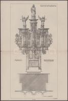 cca 1913-1925 Felvidéki épületek vagy "épületdíszeket" ábrázoló különféle nyomatok, 8 db. ...