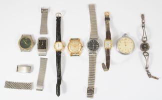 Zacskónyi vegyes óra és alkatrész tétel, közte Molnija zsebóra