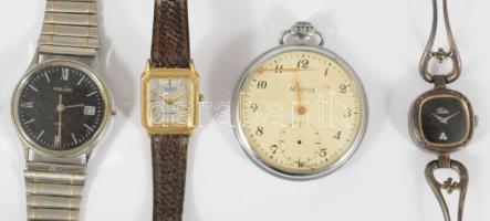 Zacskónyi vegyes óra és alkatrész tétel, közte Molnija zsebóra