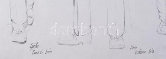 Szűcs Edit (1968): Jelmezterv (Fesztbaum Béla, Kamarás Iván stb.). Ceruza, spapír. Jelzés nélkül. La...