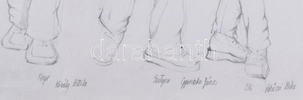 Szűcs Edit (1968): Jelmezterv (Fesztbaum Béla, Kamarás Iván stb.). Ceruza, spapír. Jelzés nélkül. La...