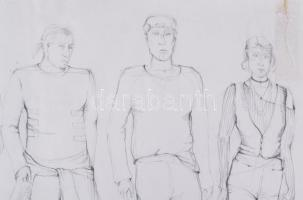 Szűcs Edit (1968): Jelmezterv (Fesztbaum Béla, Kamarás Iván stb.). Ceruza, spapír. Jelzés nélkül. La...