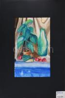 Szűcs Edit (1968): Asztali csendélet. Akvarell, papír. Jelzett. Paszpartuban. 42x26,5 cm