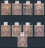 1900 9 db Turul 35f E fogazással, számvízjellel és csillagidom állással