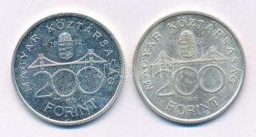 1992-1993. 200Ft Ag "MNB" (2xklf) T:AU,XF patina Adamo F13