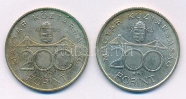1994. 200Ft Ag "Deák" (2x) T:AU,XF patina Adamo F13.1