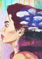 Jelzés nélkül, XX. sz. vége/XXI. sz. eleje: Hölgy kutyával. Akril, vászon, 40×50 cm