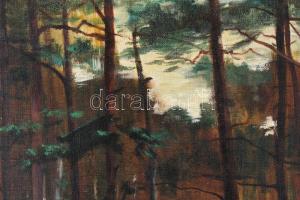 Jelzés nélkül, XX. sz.: Séta a parkban. Olaj, vászon, dekoratív fakeretben, 54×44 cm