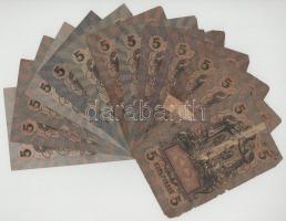 Orosz Birodalom 1909. 5R (13xklf) különböző pénztáros aláírások Szign.:Shipov, Konshin (Az állami ba...