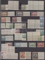 1916-1925 93 db bélyeg 3-as lyukasztással + 33 db normál bélyeg kétoldalas A4-es berakólapon (74.000)