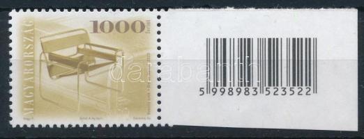 2006 Antik bútorok (IX.) 1000Ft 12:11 1/2 fogazással ívszéli vonalkóddal Securtrack post papíron RR! (52.000)