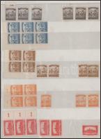 1924 Arató-Parlament 45 db (8 klf) postatiszta + 17 db (7 klf) falcos bélyeg 2 db albumlapon (21.900...
